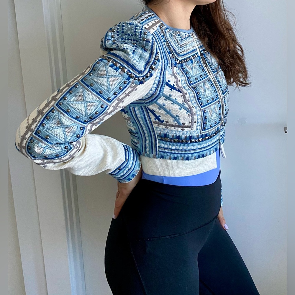 BCBG Runway embellished/studded crop jacket NWT size XXS